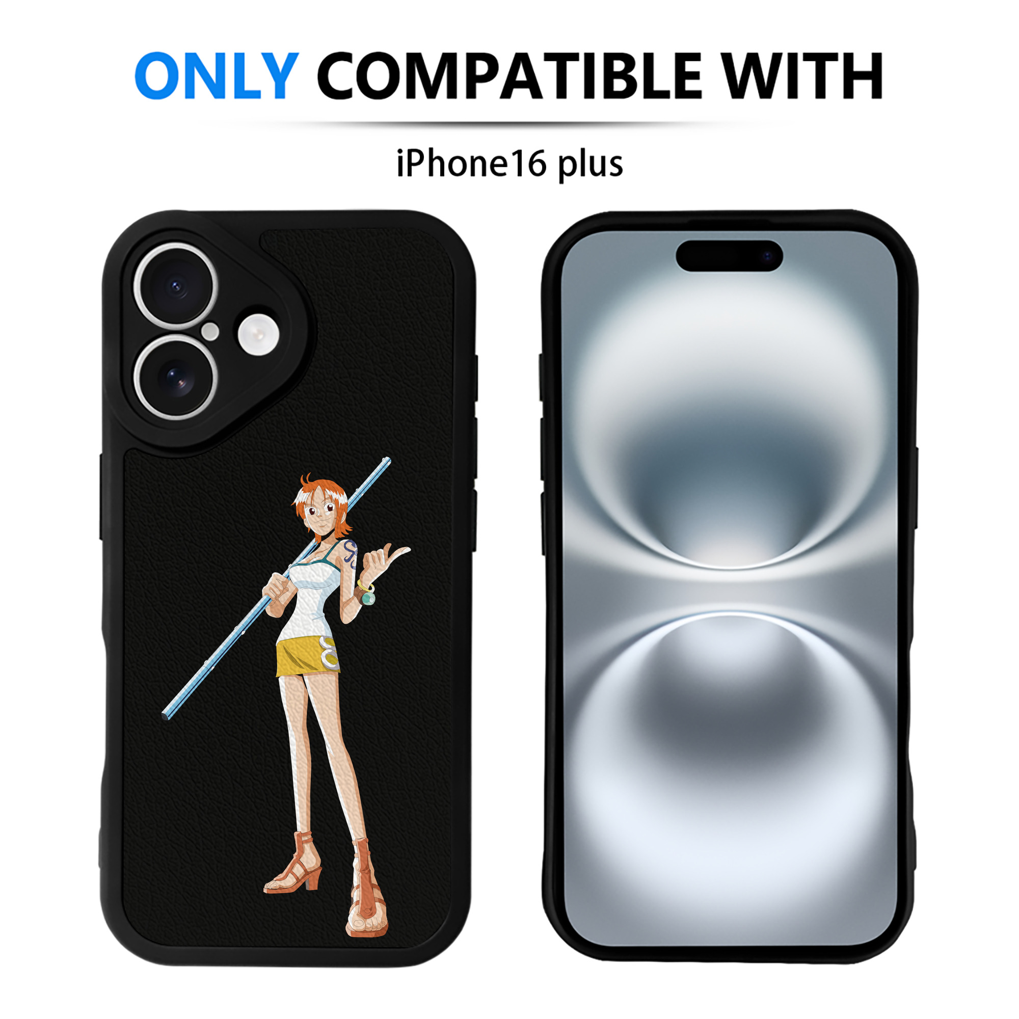 （画像用） ワンピース ナミ ONE PIECE Nami 【iPhone 16シリーズ対応】シリコンスマホケース（レザー調） 材質：シリコン